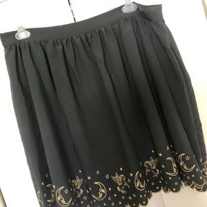 ModCloth Black A Line Skirt w/ Gold Details